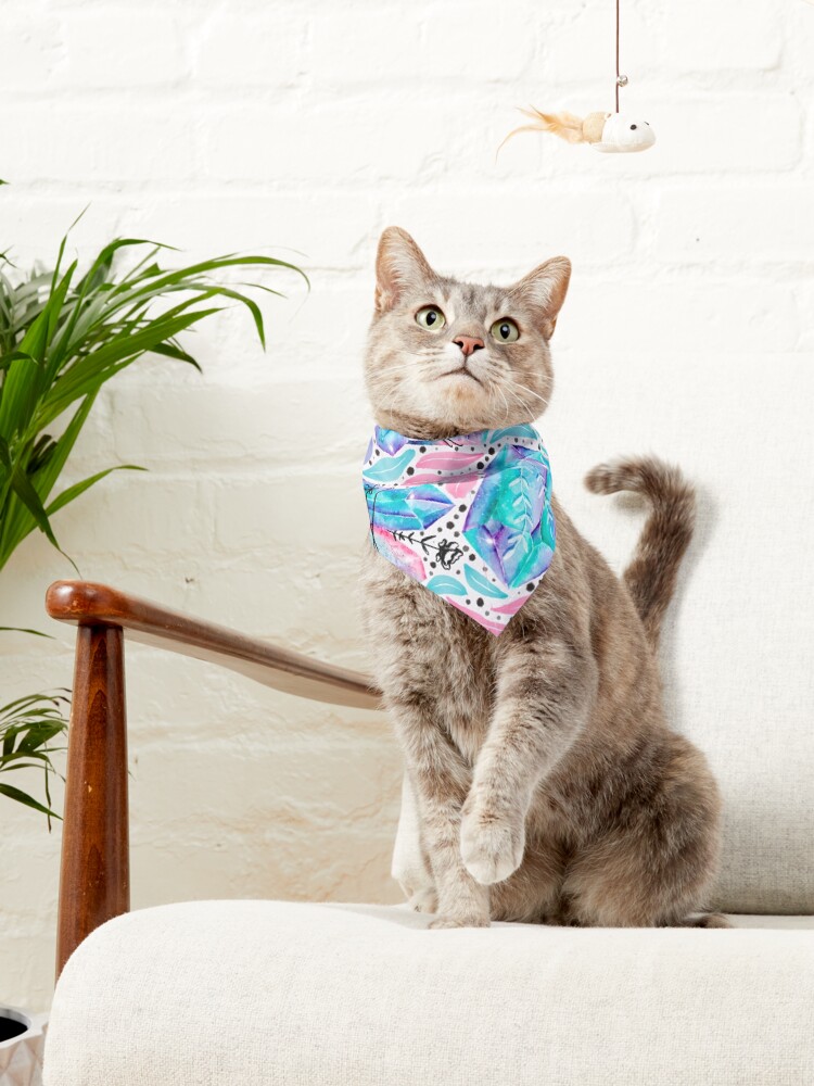 Alternate view of Blue Healing Mystical Crystals Stones Watercolor Pattern Pet Bandana
