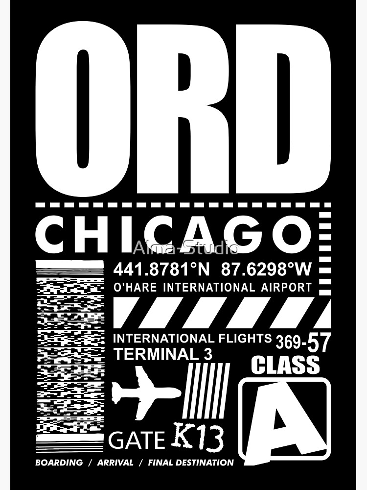 "Chicago International Airport OHare ORD" Sticker for Sale by Alma
