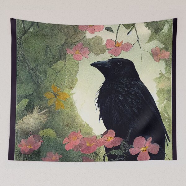 Item preview, Crow in Garden designed and sold by ArtificialCrows.