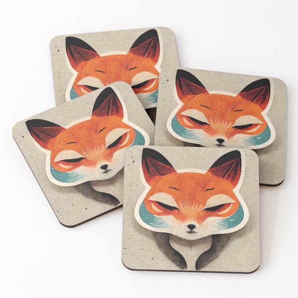 Item preview, fox face woodcut arts style designed and sold by La-Paqui.
