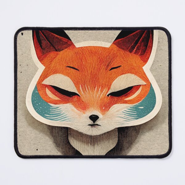 Item preview, fox face woodcut arts style designed and sold by La-Paqui.
