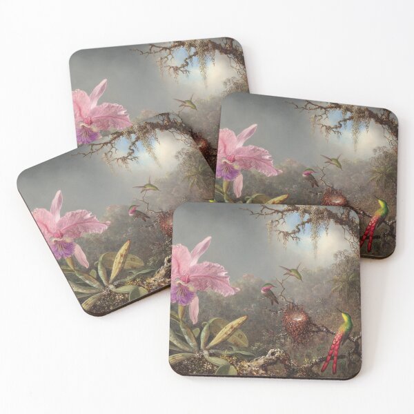 Item preview, Cattleya Orchid and Three Hummingbirds | Martin Johnson Heade | 1871 Animal Nature Bird Art designed and sold by CJET.