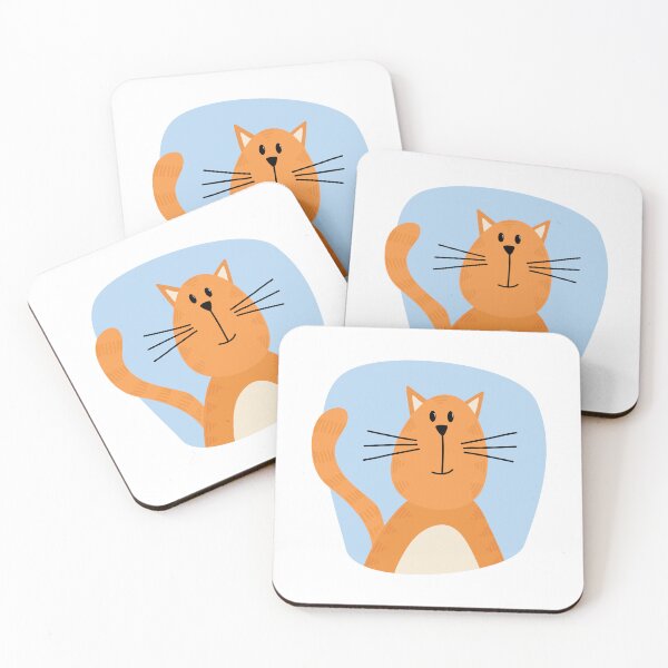Item preview, Orange Cat on Blue Blob designed and sold by Shiny Happy World.