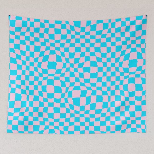 Item preview, Pink and Blue Wavy Checker Pattern designed and sold by Julie Erin Designs.
