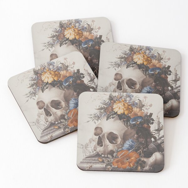 Item preview, Vintage gothic still life, dark academia aesthetic, nature faded florals with a skull, snails and butterflies and a music sheet, vintage heirloom designed and sold by LeAllureVintage.