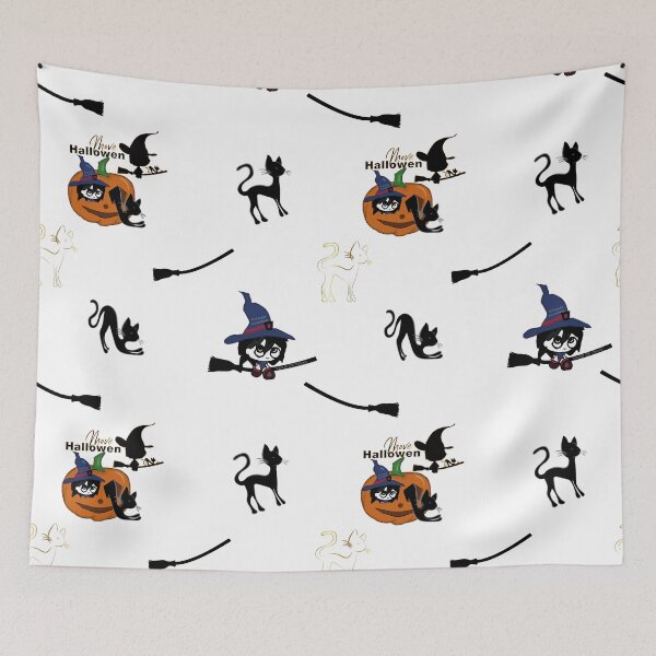 Item preview,  Hallowen patterns with witches cats and brooms designed and sold by soryilustracion.