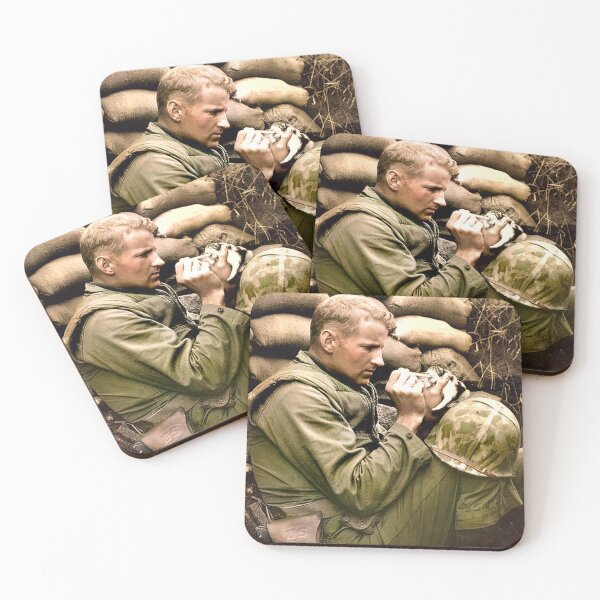 Item preview, US marine feeding kitten - Korean War, 1952 (Colourised) designed and sold by Wesley de Mezieres.