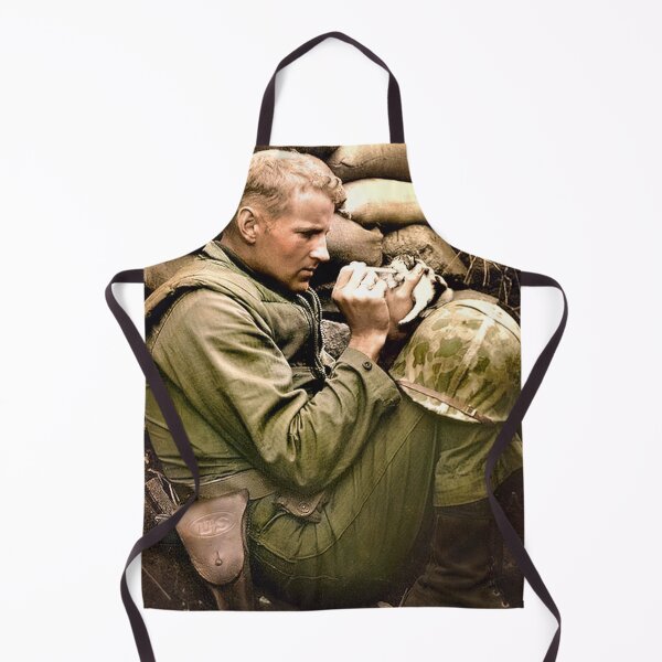 Item preview, US marine feeding kitten - Korean War, 1952 (Colourised) designed and sold by Wesley de Mezieres.