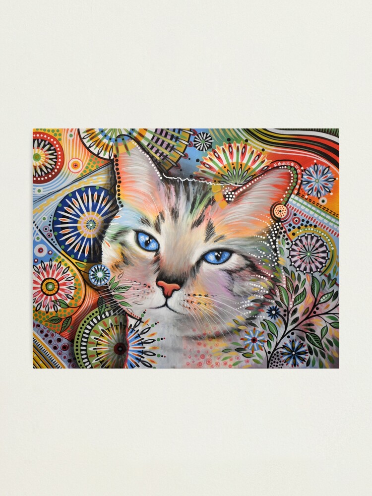 Impression Photo Peinture D Art Abstraite Originale Moderne Chat Kitty Aslan Par Amygiacomelli Redbubble