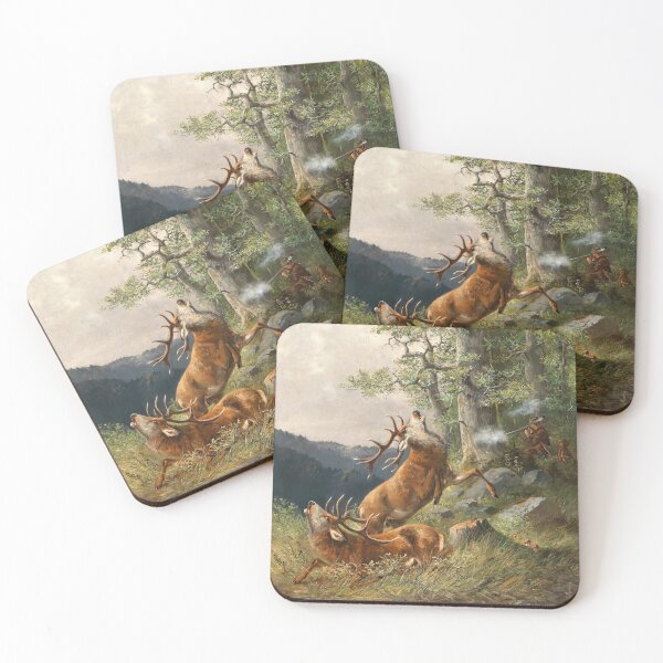 Item preview, Deer Hunting | Moritz Muller II | 1893 Animal Nature Art designed and sold by CJET.