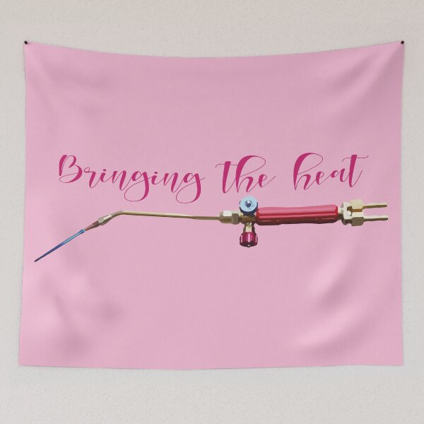 Item preview, Bringing the heat girly pink jewelry torch soldering tools lady metalsmith humor meme t-shirt designed and sold by MetalicBabe.