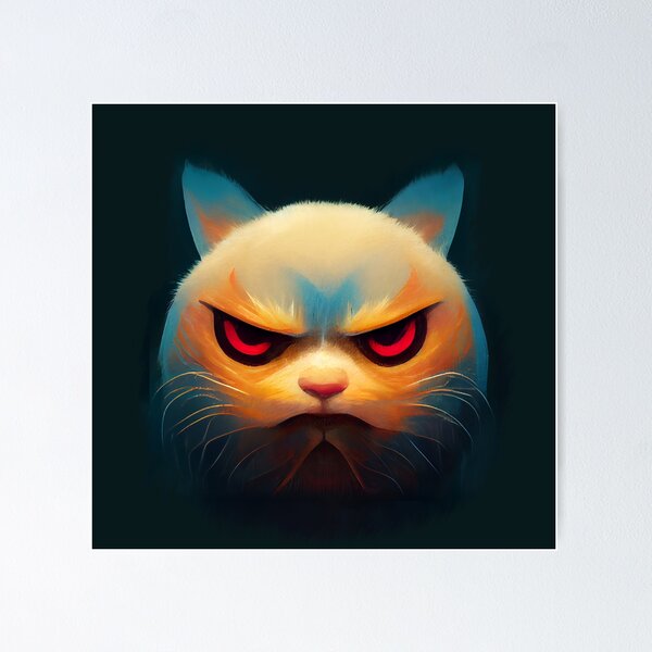 Hungry Cat with Angry Face' Poster, picture, metal print, paint by P U F F  Y