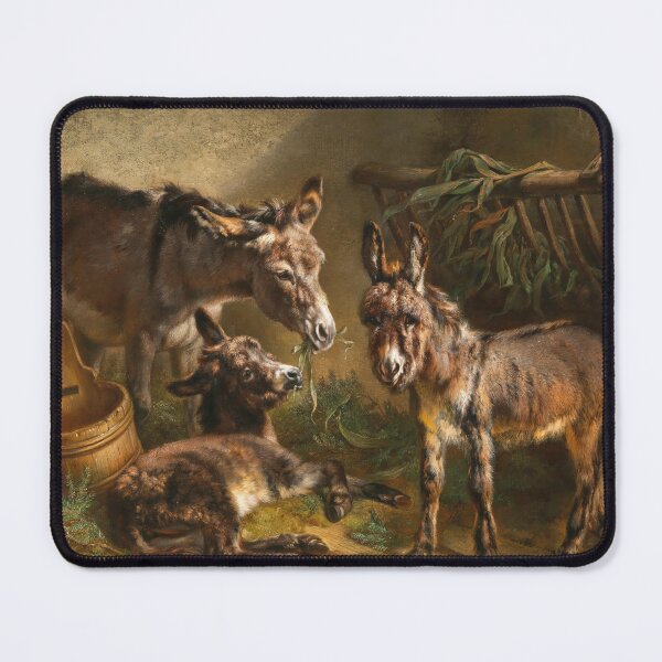 Item preview, Donkeys in a Stable | Benno Adam | 1861 Animal Art designed and sold by CJET.