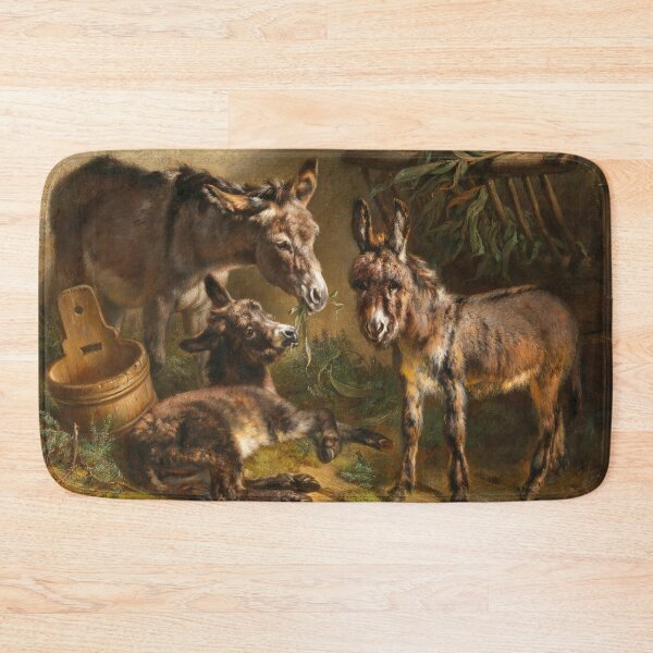 Item preview, Donkeys in a Stable | Benno Adam | 1861 Animal Art designed and sold by CJET.