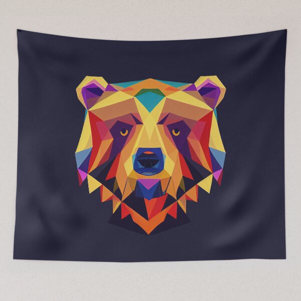 Item preview, Colourful Bear, vector art print designed and sold by ThePurpleMelon.