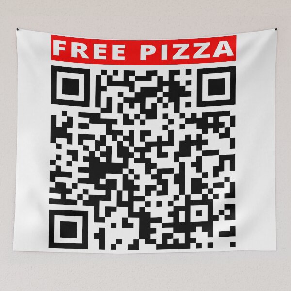 Item preview, Free PIZZA Prank Rick roll Youtube video never gonna give you up QR code designed and sold by rednumberone.