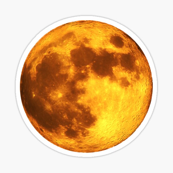 Full Moon Space Art 3 -Amber Orange Moon- Sticker