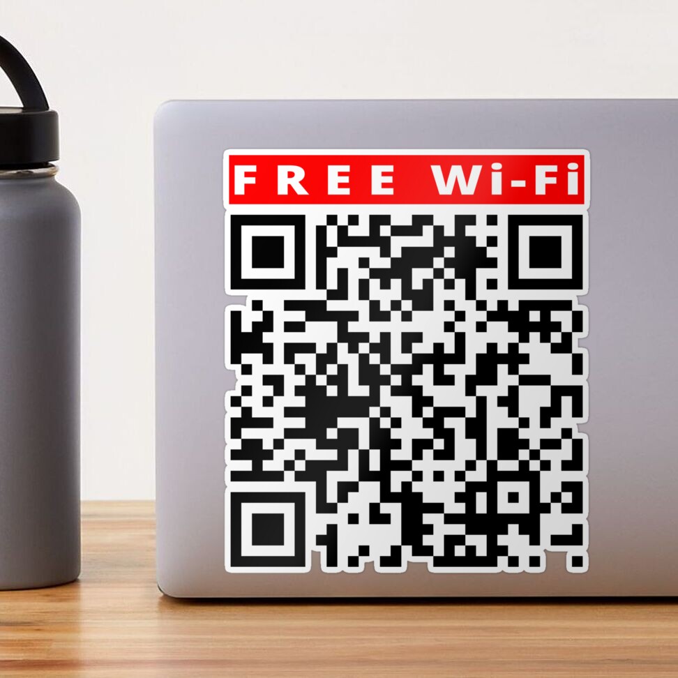 Trackable Rick Roll 'Free WiFi' QR Code Prank Stickers - Track