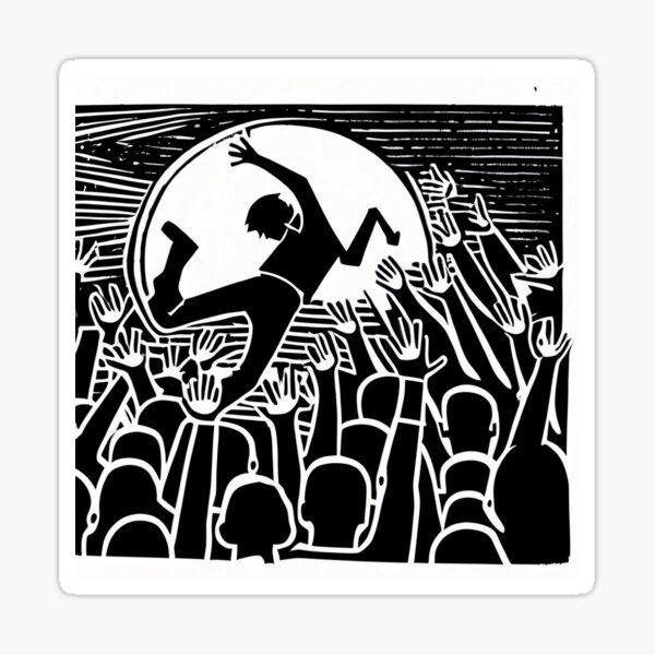 Item preview, Stage Diving, digital linocut designed and sold by skillunused.