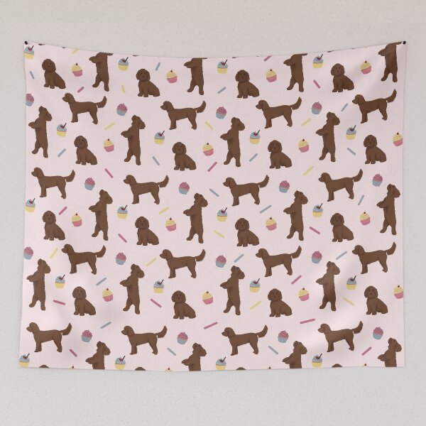 Item preview, Chocolate Cockapoos and Cupcakes Pattern - Pink designed and sold by Kittys-Art.