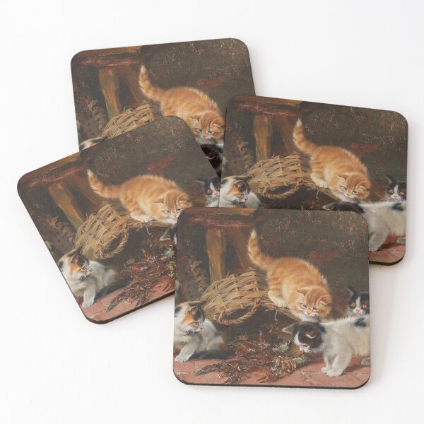 Item preview, Four Kittens and Crayfish | Julius Adam | 1890 Animal Cat Art designed and sold by CJET.
