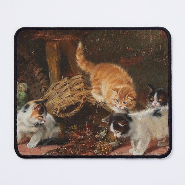 Item preview, Four Kittens and Crayfish | Julius Adam | 1890 Animal Cat Art designed and sold by CJET.