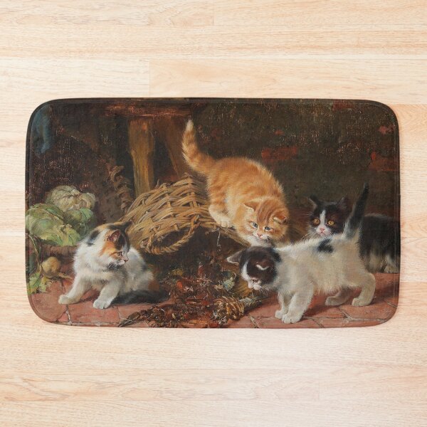 Item preview, Four Kittens and Crayfish | Julius Adam | 1890 Animal Cat Art designed and sold by CJET.