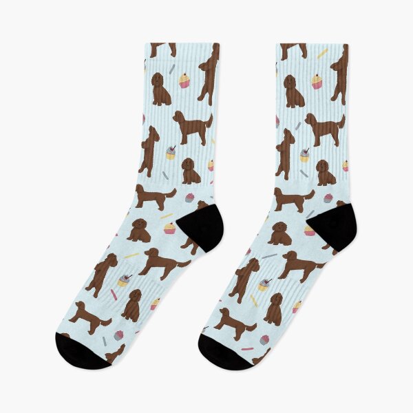 Item preview, Chocolate Cockapoos and Cupcakes Pattern - Blue designed and sold by Kittys-Art.