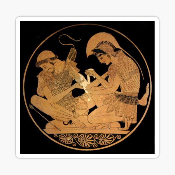 Achilles Bandages the Arm of Patroclus Sticker