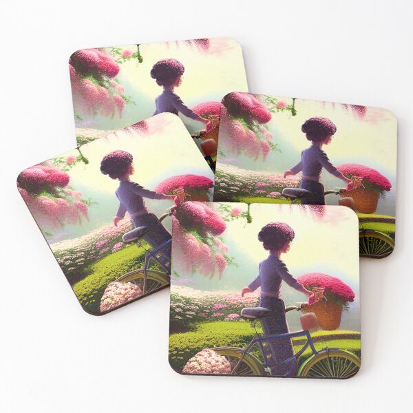 Item preview, woman with flower bicycle designed and sold by OverAltruist.