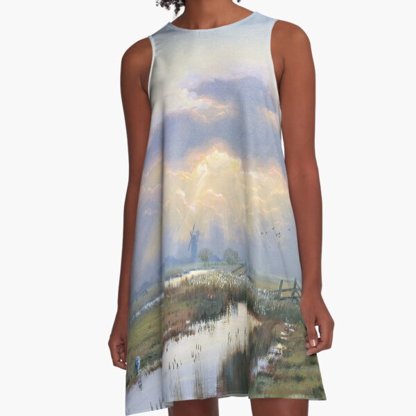 Late Afternoon at Halvergate A-Line Dress
