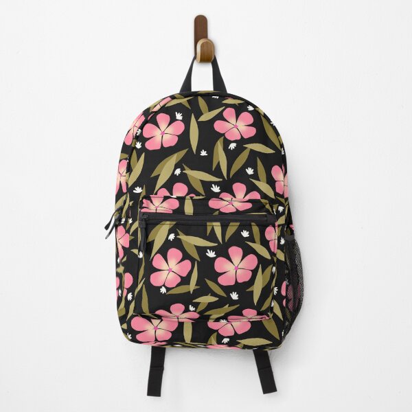 Item preview, Flowers, leaves pattern black and pink designed and sold by LishiArts.