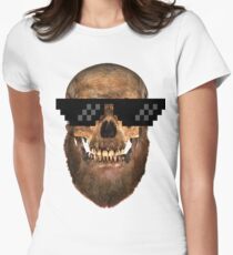 Geek Bearded Skull mens-tees Women's Fitted T-Shirt