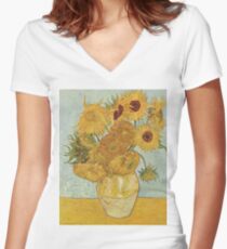 Camiseta entallada de cuello en V Girasoles de Vincent van Gogh
