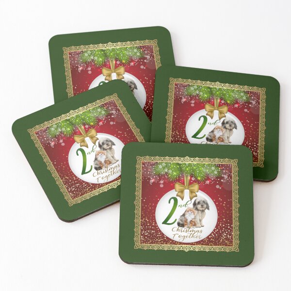 Item preview, 2nd Christmas Together! White Ornament/Green Background designed and sold by PawsitiveMum.