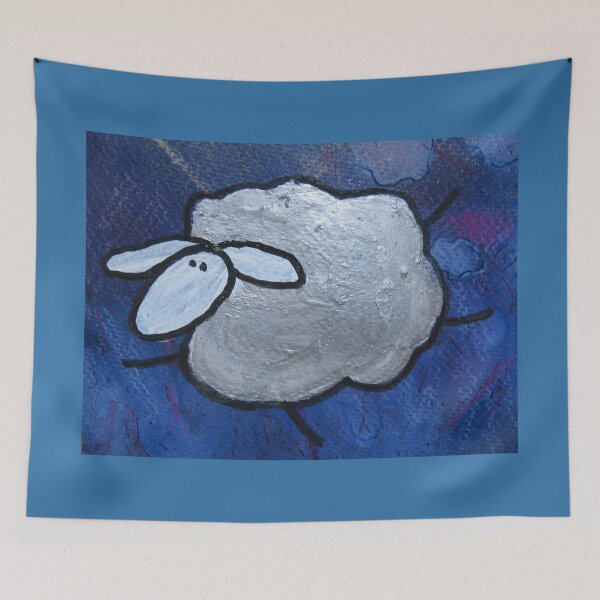 Item preview, UnFolding the Ewe-niverse #28 mixed media and ink painting of sheep designed and sold by ChillonLeachArt.
