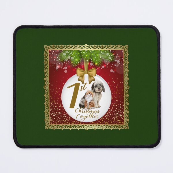 Item preview, 1st Christmas Together! White Ornament/Green Background designed and sold by PawsitiveMum.