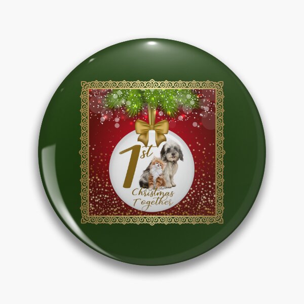 Item preview, 1st Christmas Together! White Ornament/Green Background designed and sold by PawsitiveMum.