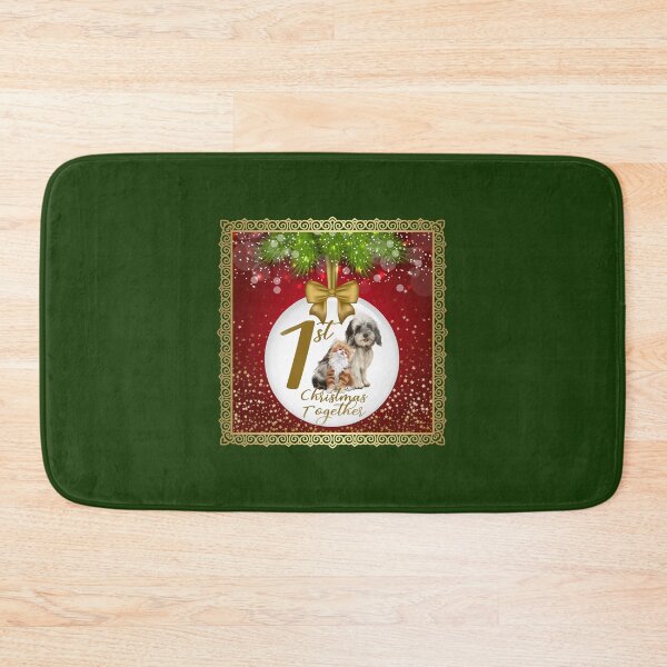 Item preview, 1st Christmas Together! White Ornament/Green Background designed and sold by PawsitiveMum.
