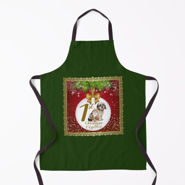 Item preview, 1st Christmas Together! White Ornament/Green Background designed and sold by PawsitiveMum.