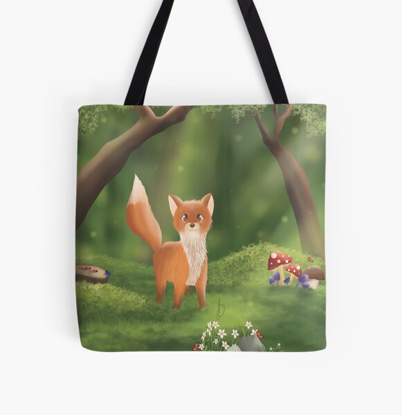 Foxy Fox in a Forest All Over Print Tote Bag