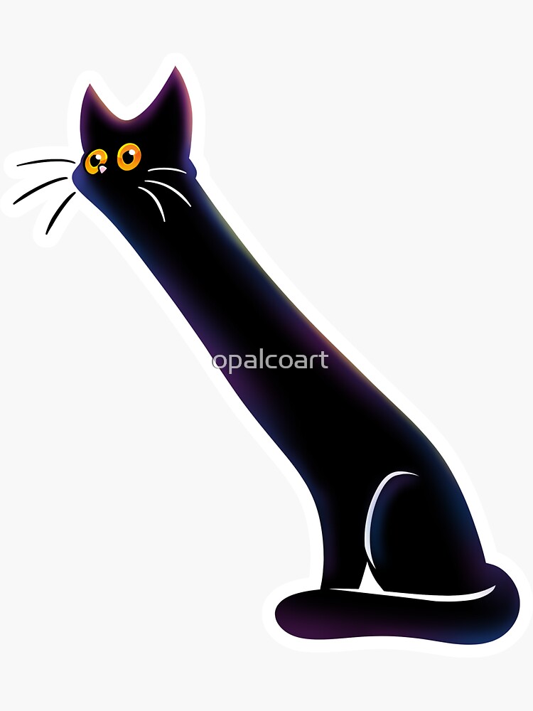 "Long Black Cat Meme" Sticker for Sale by opalcoart Redbubble