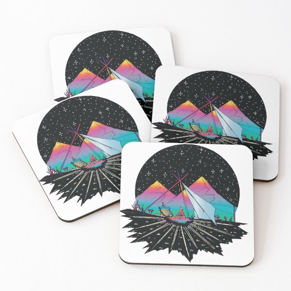 Item preview, campfire under moon and stars colorful camping designed and sold by XXgooddeedXX.