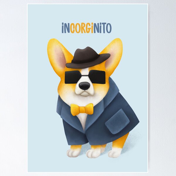 Item preview, InCORGInito Corgi Cute Funny Dog Pun Detective Incognito Dramabite designed and sold by dramabite.