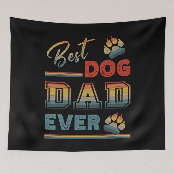 Item preview, Vintage Retro Sunset Best Dog Dad Ever Paw Prints of Love  designed and sold by FlutteringWings.