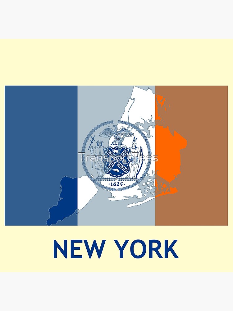 "New York City Flag Map" Poster for Sale by TransportTees Redbubble