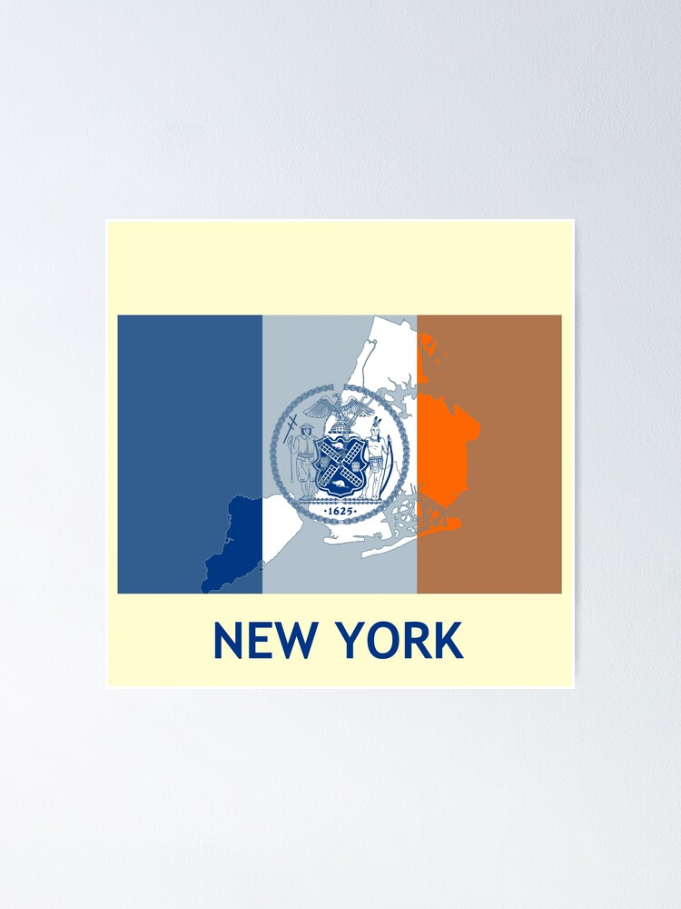 "New York City Flag Map" Poster for Sale by TransportTees Redbubble