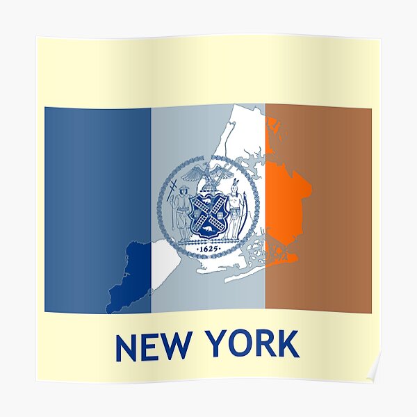 "New York City Flag Map" Poster for Sale by TransportTees Redbubble