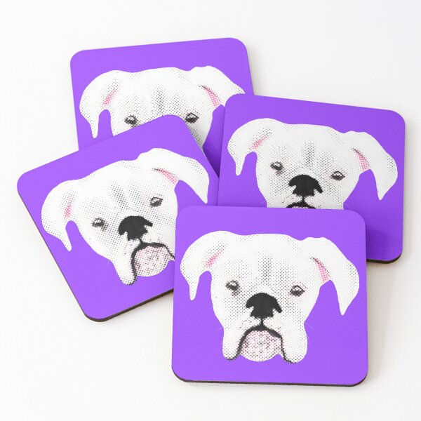 Item preview, WHITE BOXER DOG PUPPY HALFTONE PURPLE designed and sold by GIVENGRACE.ART.