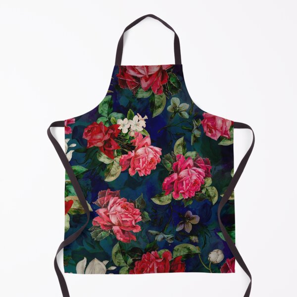 Item preview, Blooming flowers and roses heaven, floral illustration, botanical pattern, plants pattern, dark blue exotic floral garden designed and sold by ZeinabTaha.
